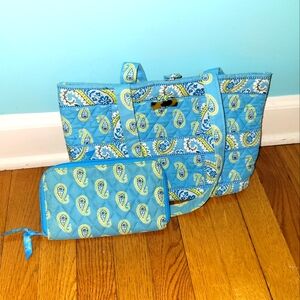 Vera Bradley Bermuda Blue Paisely Purse & Wallet Set